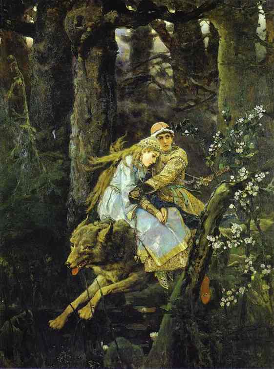 WikiOO.org - Encyclopedia of Fine Arts - Malba, Artwork Victor Vasnetsov - Ivan Tsarevich Riding the Grey Wolf