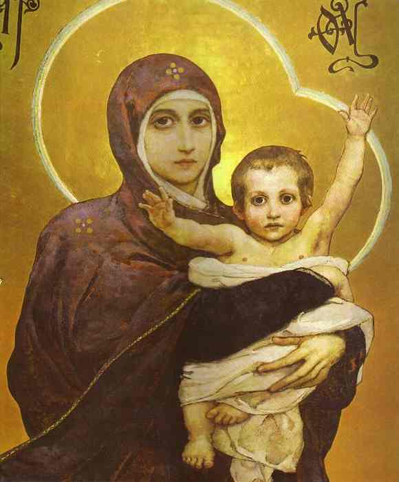WikiOO.org - Encyclopedia of Fine Arts - Lukisan, Artwork Victor Vasnetsov - The Virgin and the Child. Detail