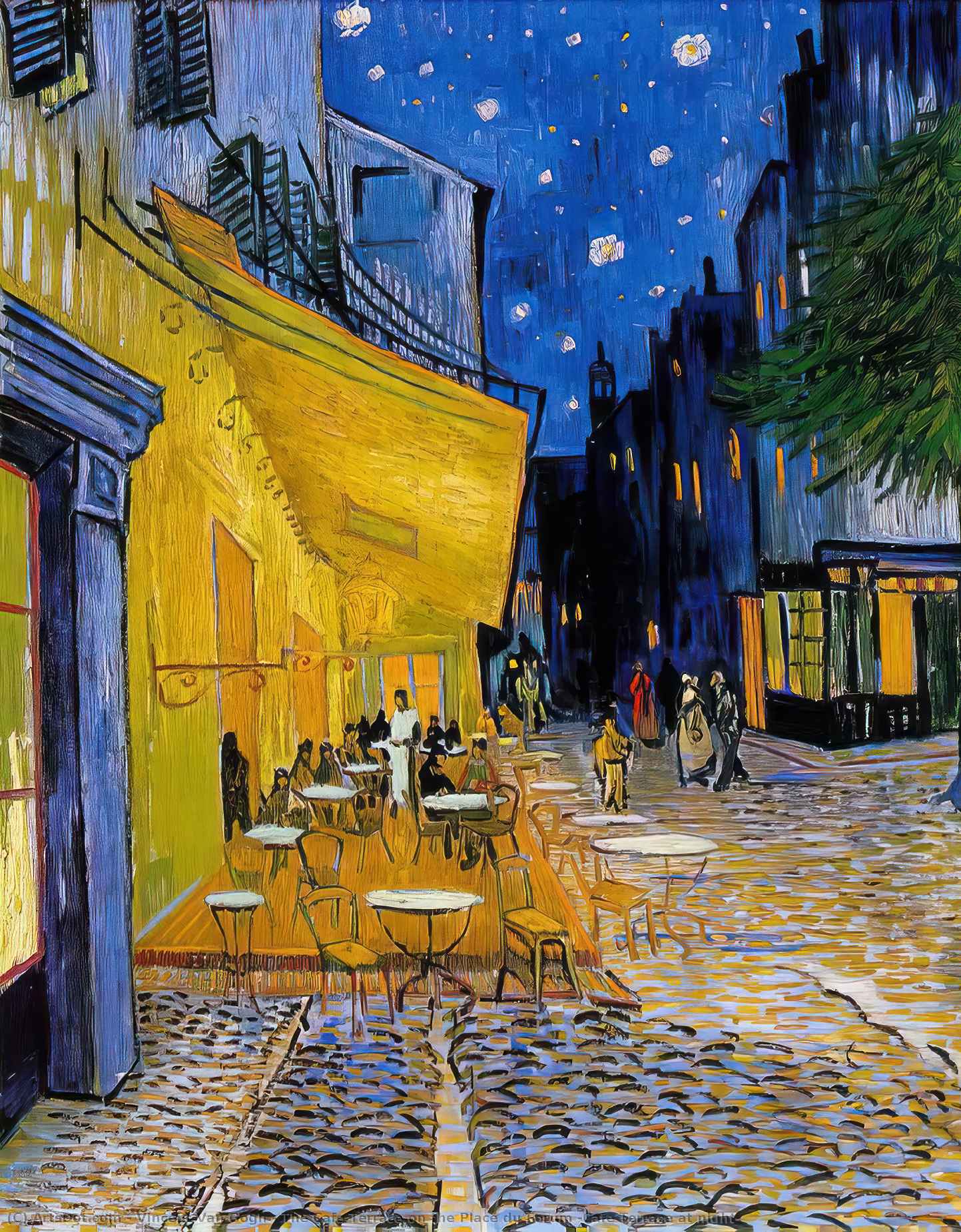 Wikioo.org – La Enciclopedia de las Bellas Artes - Pintura, Obras de arte de Vincent Van Gogh - la terraza del café en la place du forum café  Terraza  a  camisón