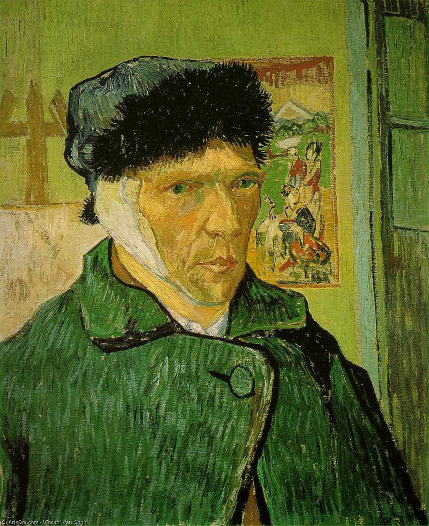 WikiOO.org - Encyclopedia of Fine Arts - Malba, Artwork Vincent Van Gogh - Self-Portrait with Bandaged Ear [1889]
