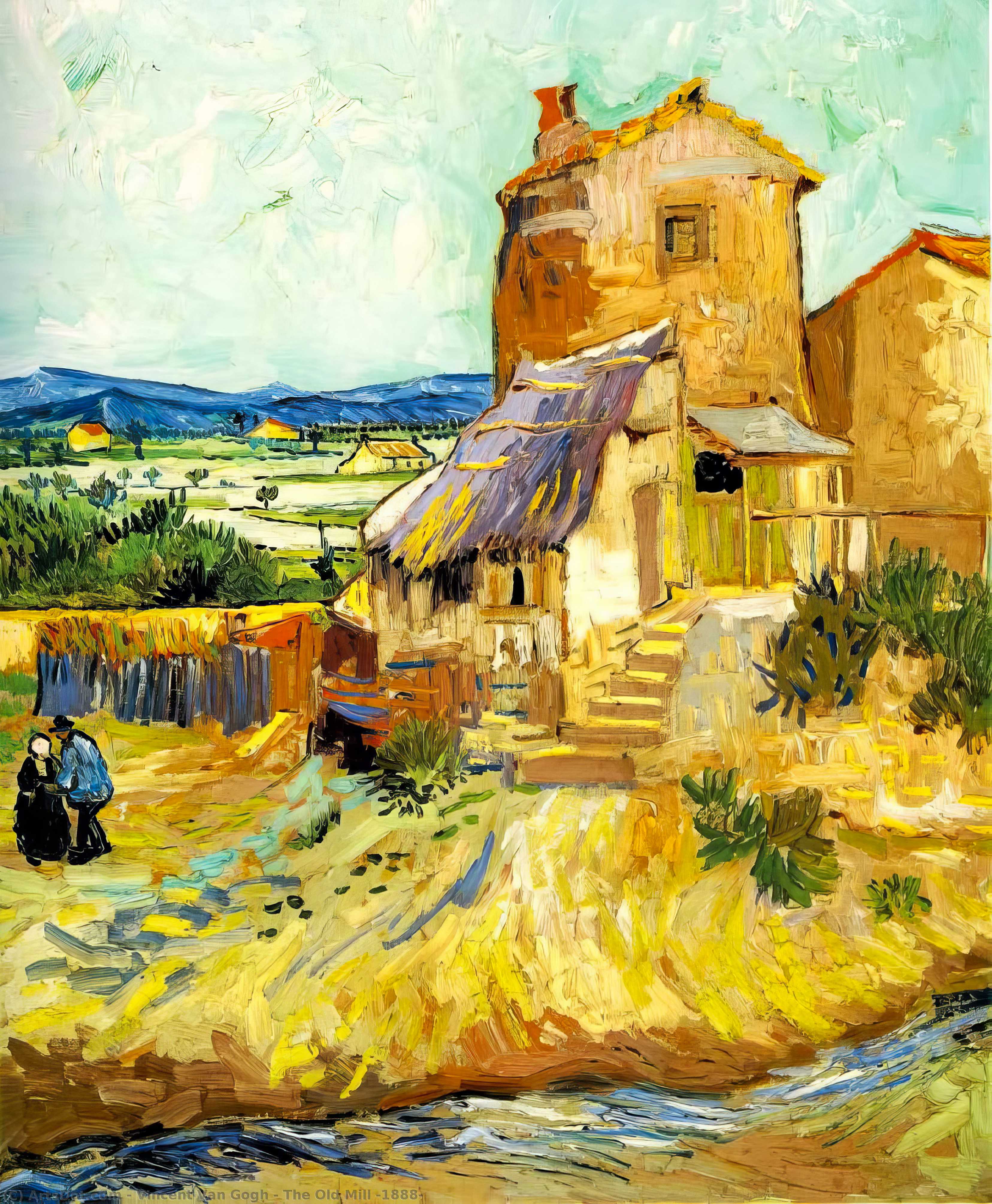 Wikoo.org - موسوعة الفنون الجميلة - اللوحة، العمل الفني Vincent Van Gogh - The Old Mill [1888]