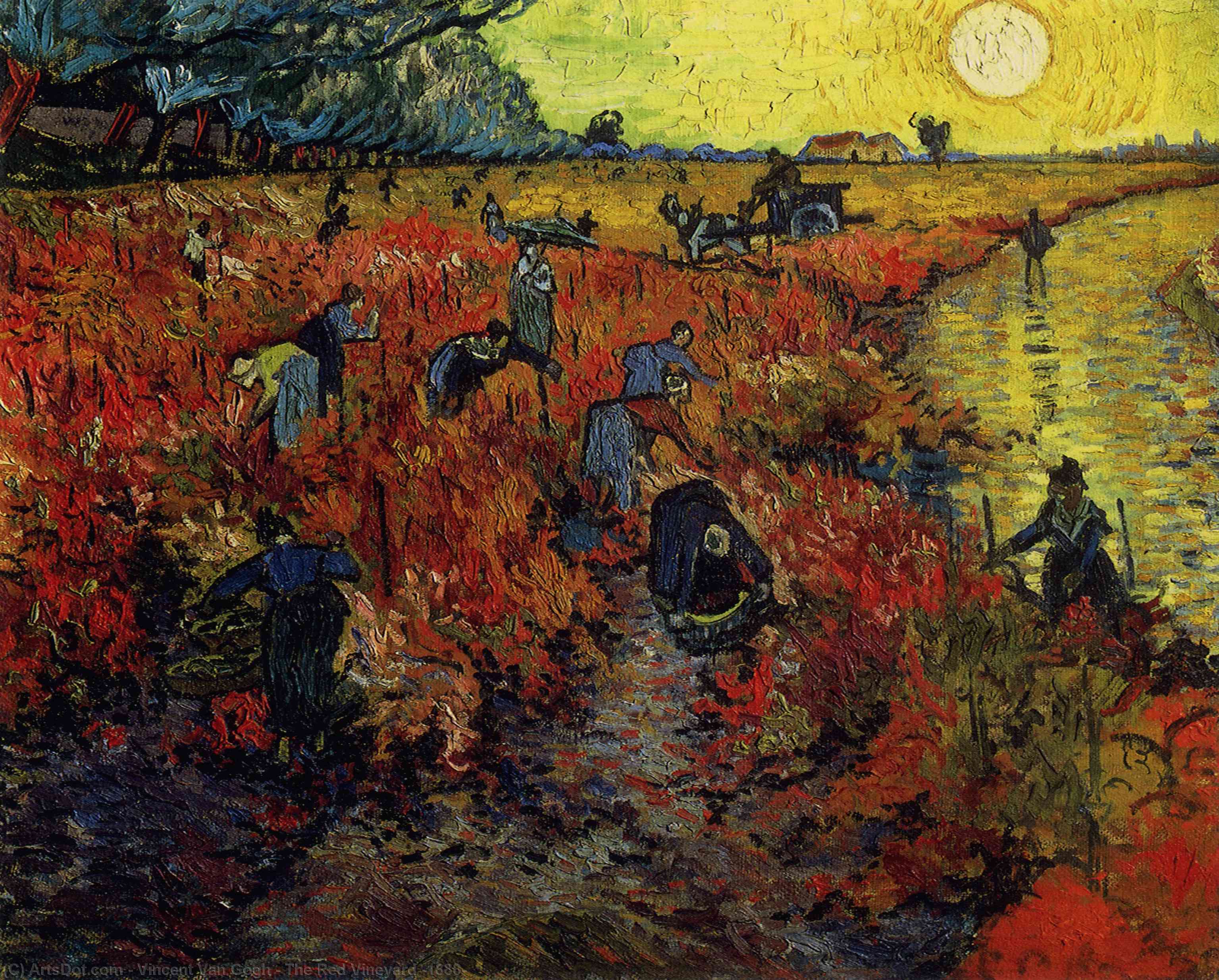 Wikoo.org - موسوعة الفنون الجميلة - اللوحة، العمل الفني Vincent Van Gogh - The Red Vineyard [1888]