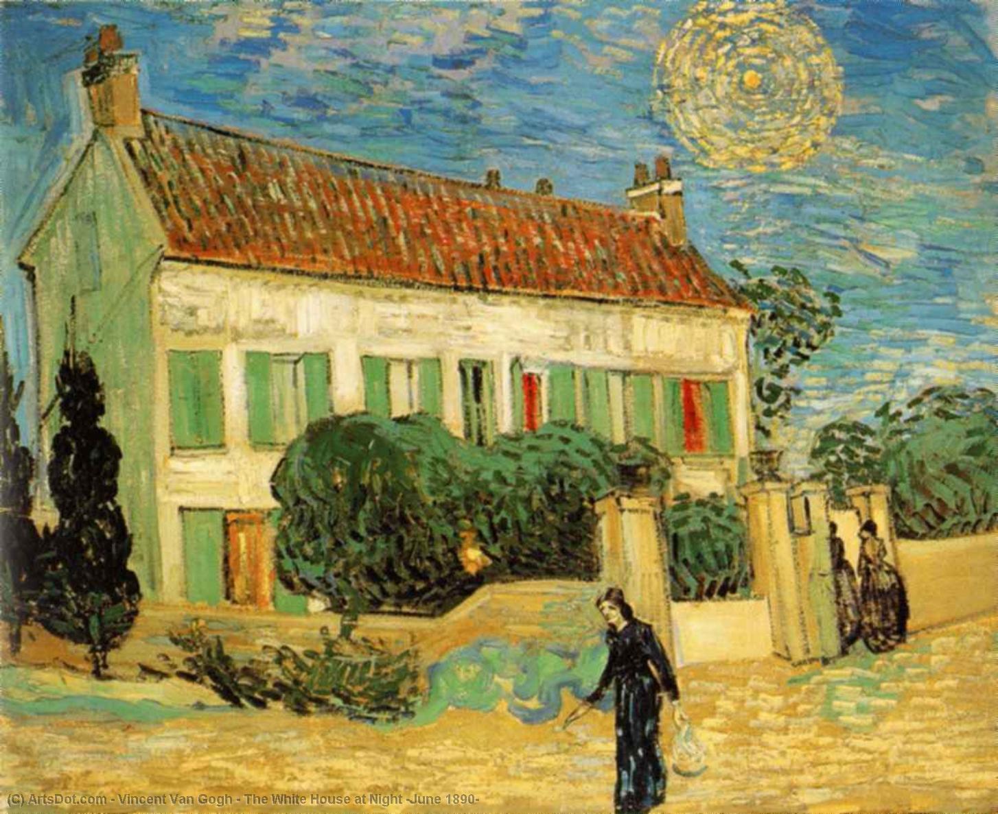 WikiOO.org - Encyclopedia of Fine Arts - Maleri, Artwork Vincent Van Gogh - The White House at Night [June 1890]