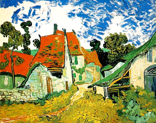 WikiOO.org – 美術百科全書 - 繪畫，作品 Vincent Van Gogh - 村庄  街 在  瓦兹 1890