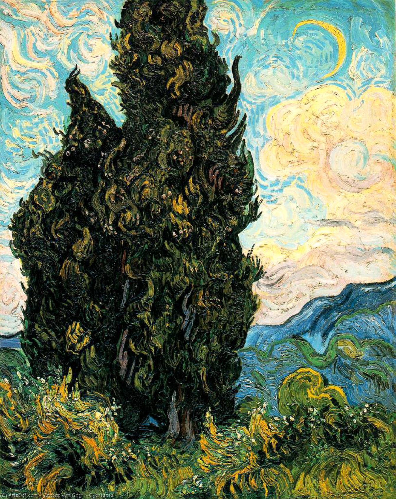 WikiOO.org - Encyclopedia of Fine Arts - Maalaus, taideteos Vincent Van Gogh - Cypresses