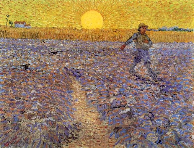 Wikioo.org - The Encyclopedia of Fine Arts - Painting, Artwork by Vincent Van Gogh - Sower with Setting Sun