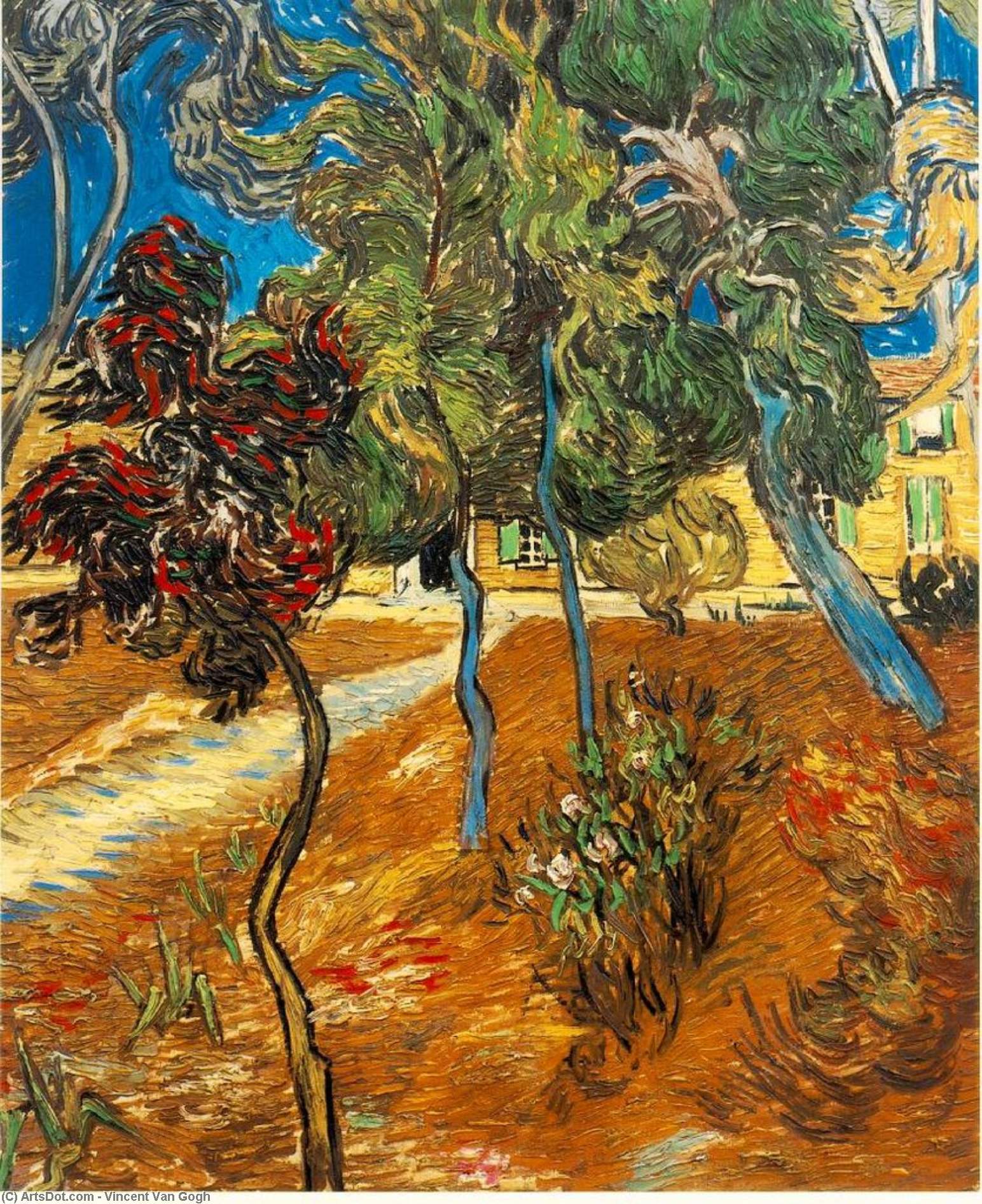 Wikioo.org - The Encyclopedia of Fine Arts - Painting, Artwork by Vincent Van Gogh - Trees in the Asylum Garden