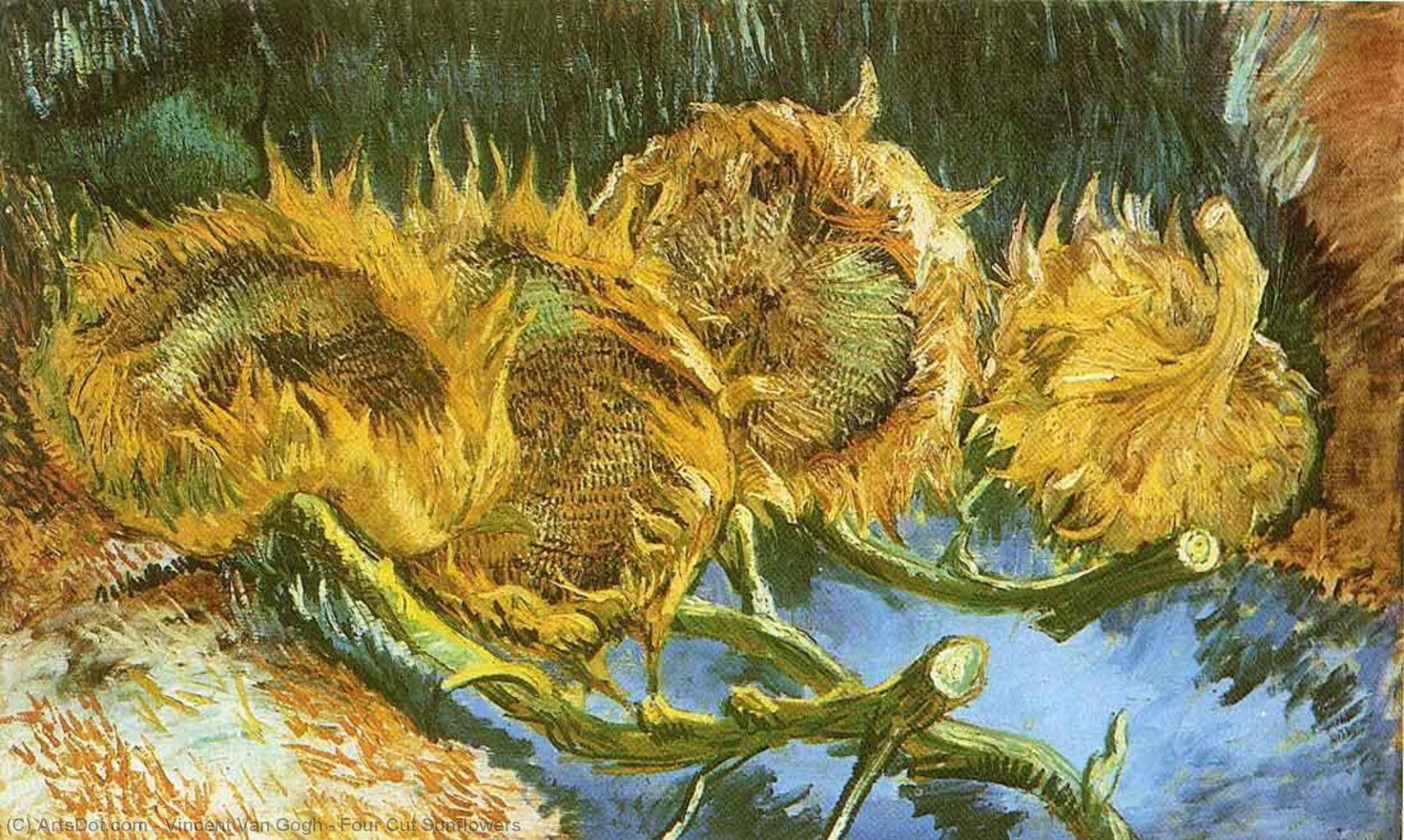 WikiOO.org - Енциклопедия за изящни изкуства - Живопис, Произведения на изкуството Vincent Van Gogh - Four Cut Sunflowers