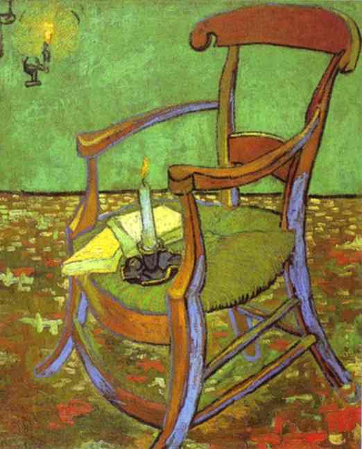 Wikioo.org – La Enciclopedia de las Bellas Artes - Pintura, Obras de arte de Vincent Van Gogh - La silla de Gauguin con Libros y vela