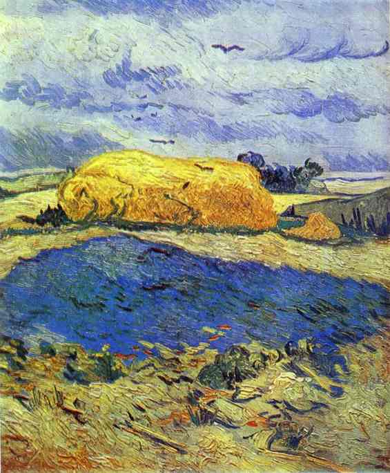 Wikioo.org - The Encyclopedia of Fine Arts - Painting, Artwork by Vincent Van Gogh - Haystack in Rainy Day