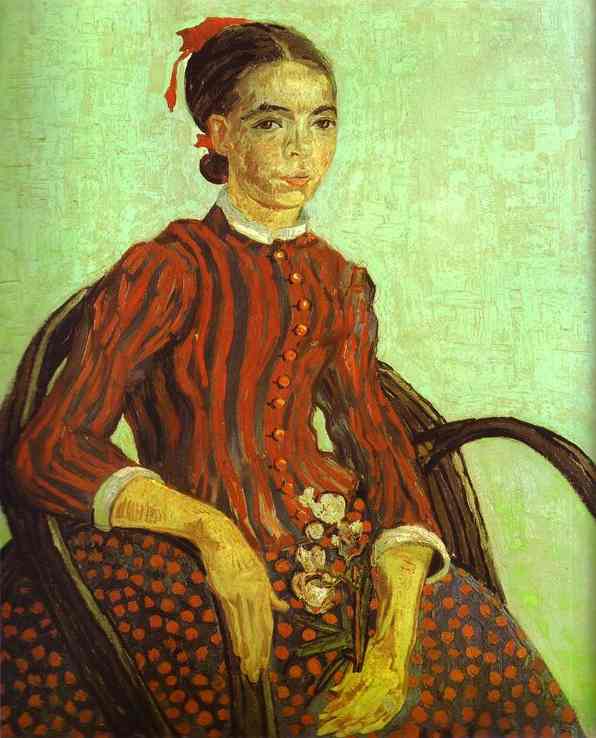 Wikioo.org - The Encyclopedia of Fine Arts - Painting, Artwork by Vincent Van Gogh - La Mousmé, Seated in a Cane Chair