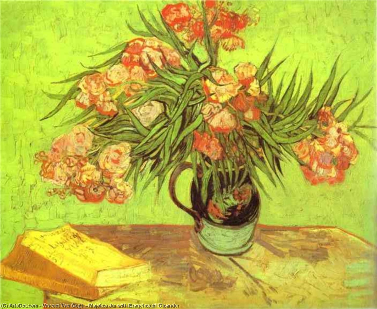 Wikioo.org - The Encyclopedia of Fine Arts - Painting, Artwork by Vincent Van Gogh - Majolica Jar with Branches of Oleander