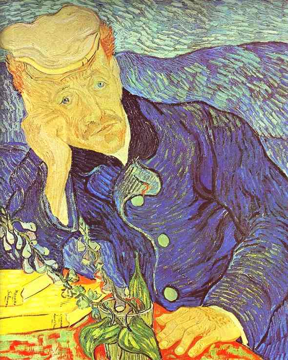 WikiOO.org - Enciclopédia das Belas Artes - Pintura, Arte por Vincent Van Gogh - Portrait of Dr. Gachet Seated at a Table. Auvers-sur-Oise