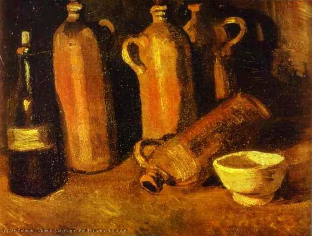 WikiOO.org - Encyclopedia of Fine Arts - Maľba, Artwork Vincent Van Gogh - Still Life with Four Jugs