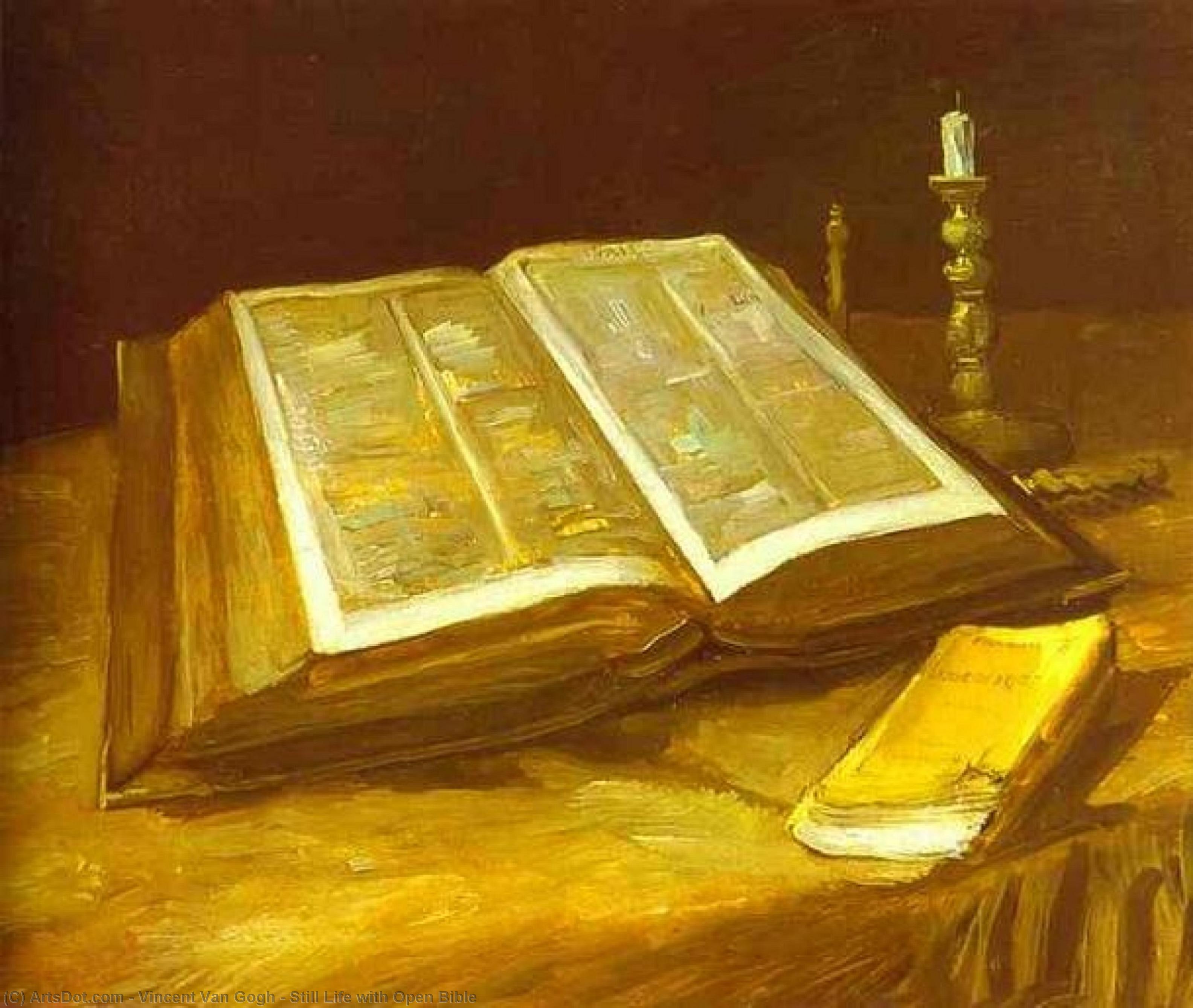 WikiOO.org - Εγκυκλοπαίδεια Καλών Τεχνών - Ζωγραφική, έργα τέχνης Vincent Van Gogh - Still Life with Open Bible