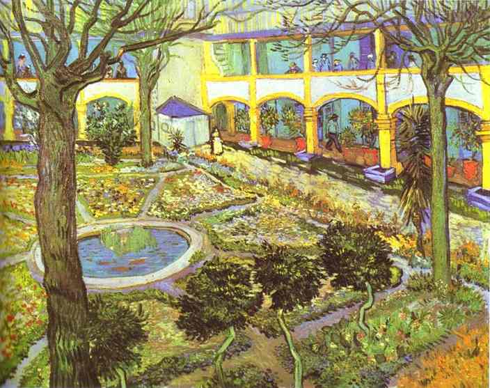 WikiOO.org - Енциклопедия за изящни изкуства - Живопис, Произведения на изкуството Vincent Van Gogh - The Courtyard of the Hospital in Arles