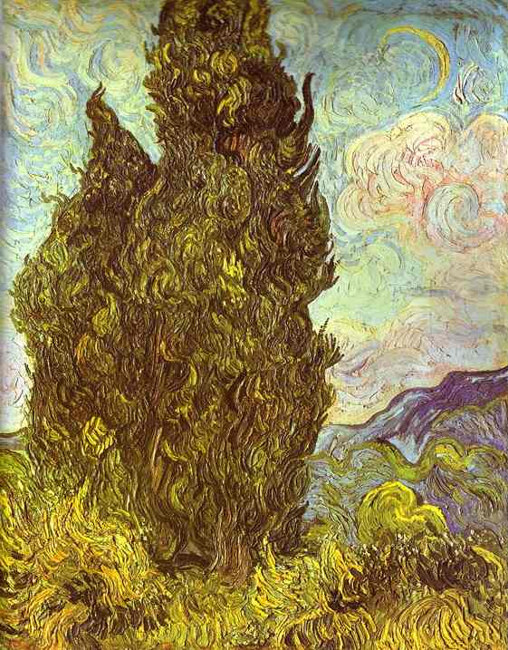 Wikioo.org - The Encyclopedia of Fine Arts - Painting, Artwork by Vincent Van Gogh - Two Cypresses. Saint-Rémy