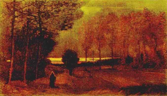 WikiOO.org – 美術百科全書 - 繪畫，作品 Vincent Van Gogh - 秋天 风景 在  黄昏