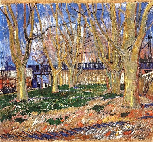 WikiOO.org - Güzel Sanatlar Ansiklopedisi - Resim, Resimler Vincent Van Gogh - Avenue of Plane Trees near Arles Station