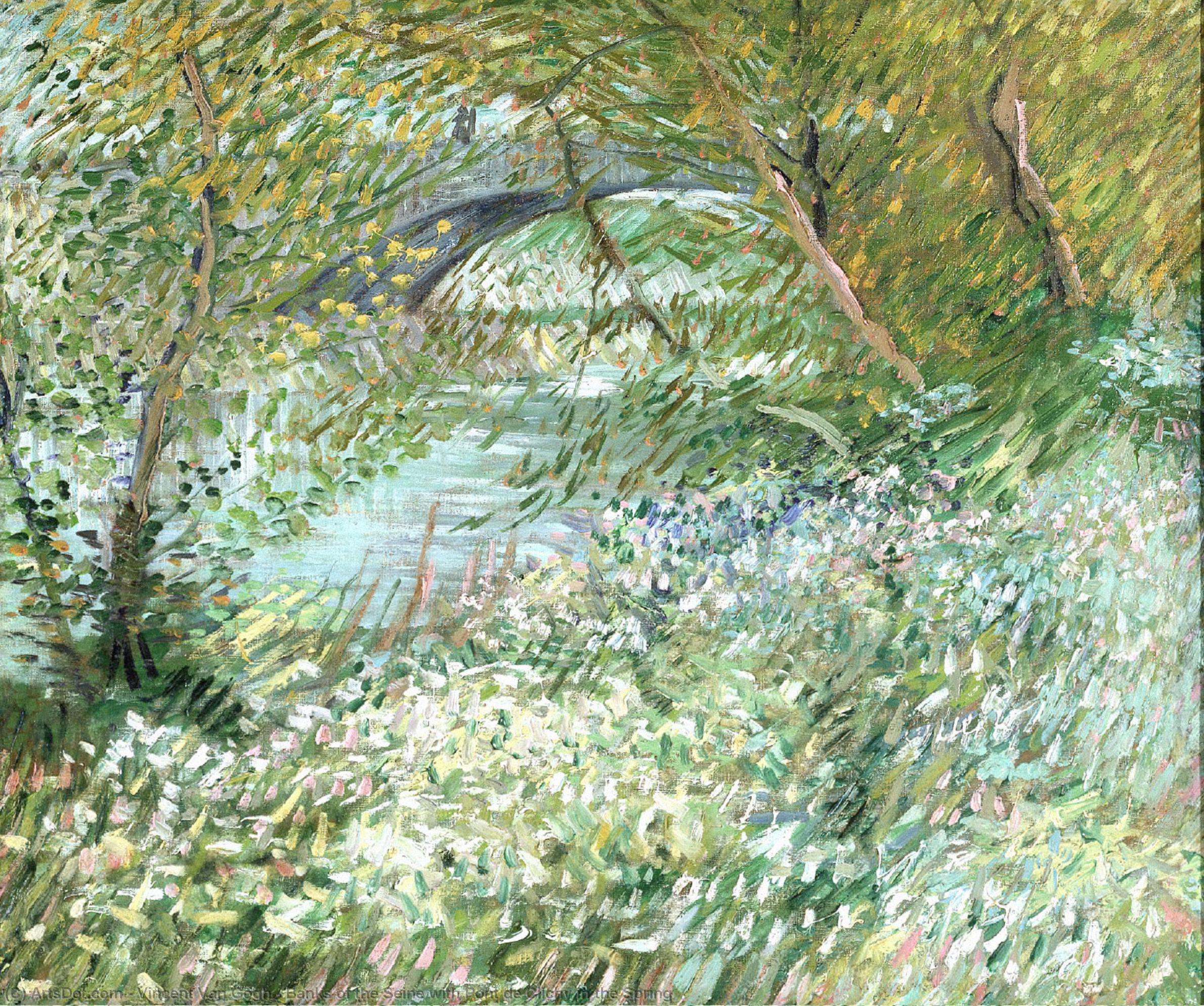 Wikioo.org - The Encyclopedia of Fine Arts - Painting, Artwork by Vincent Van Gogh - Banks of the Seine with Pont de Clichy in the Spring