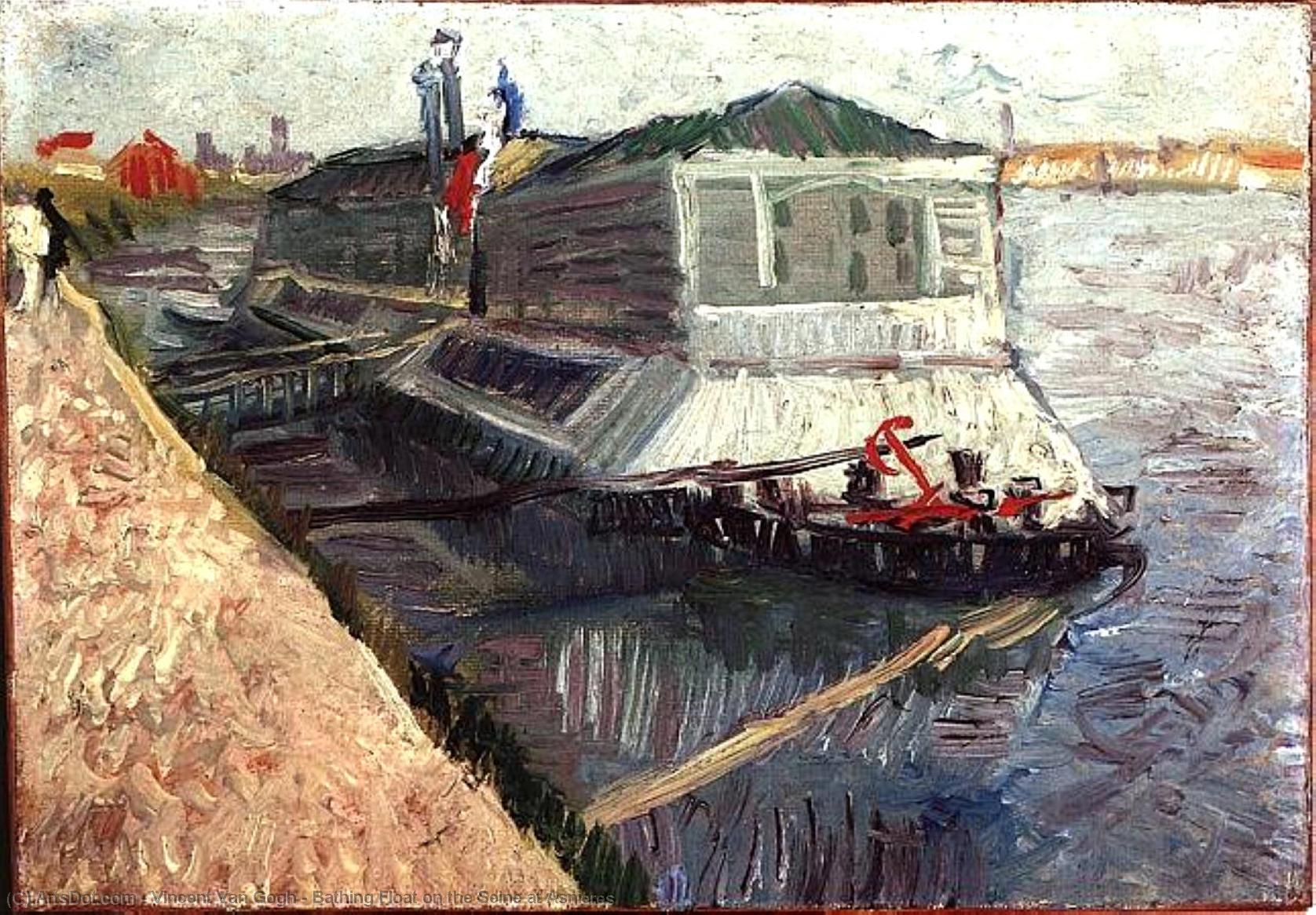 WikiOO.org - Encyclopedia of Fine Arts - Festés, Grafika Vincent Van Gogh - Bathing Float on the Seine at Asnieres