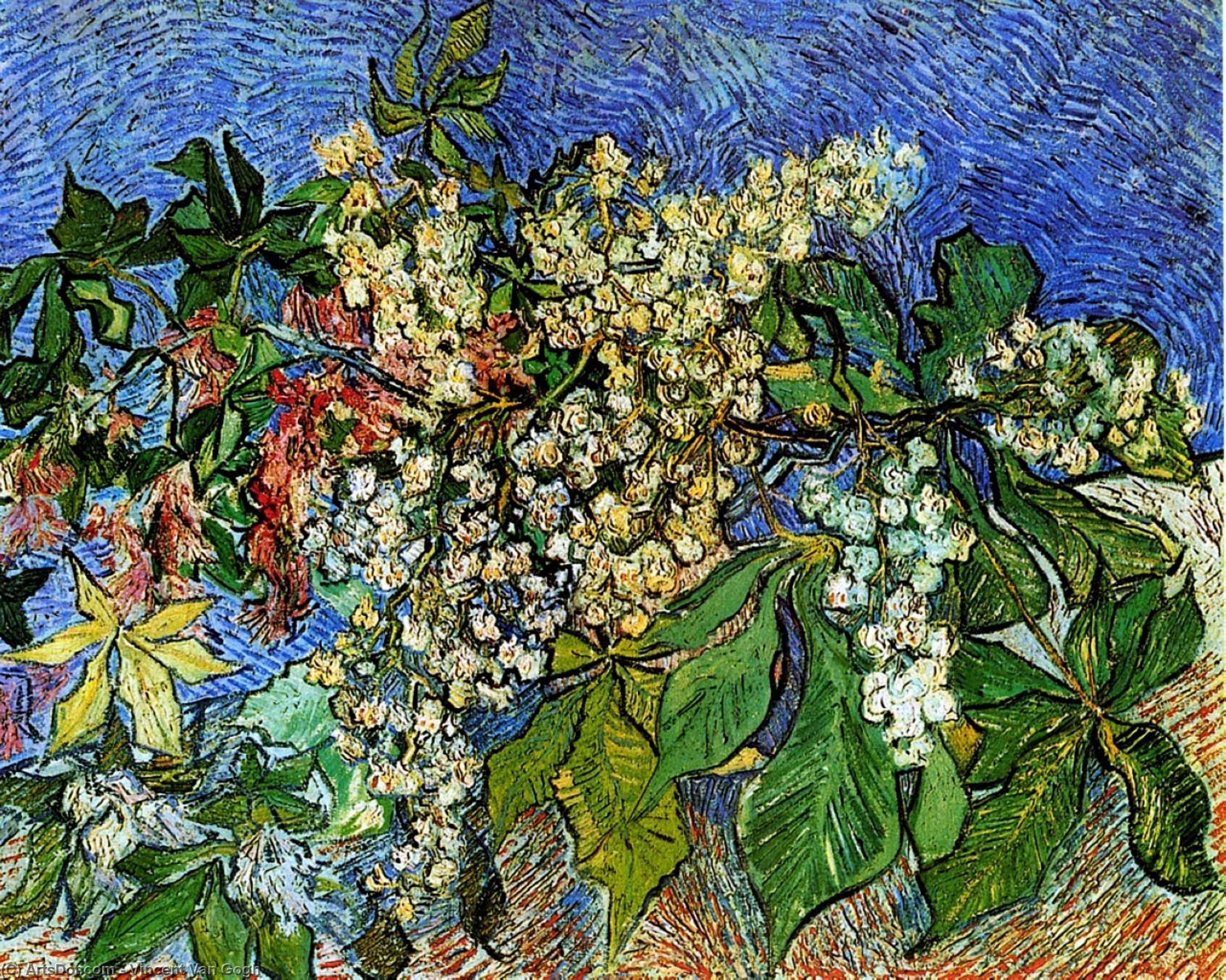 Wikioo.org - The Encyclopedia of Fine Arts - Painting, Artwork by Vincent Van Gogh - Blossoming Chestnut Branches