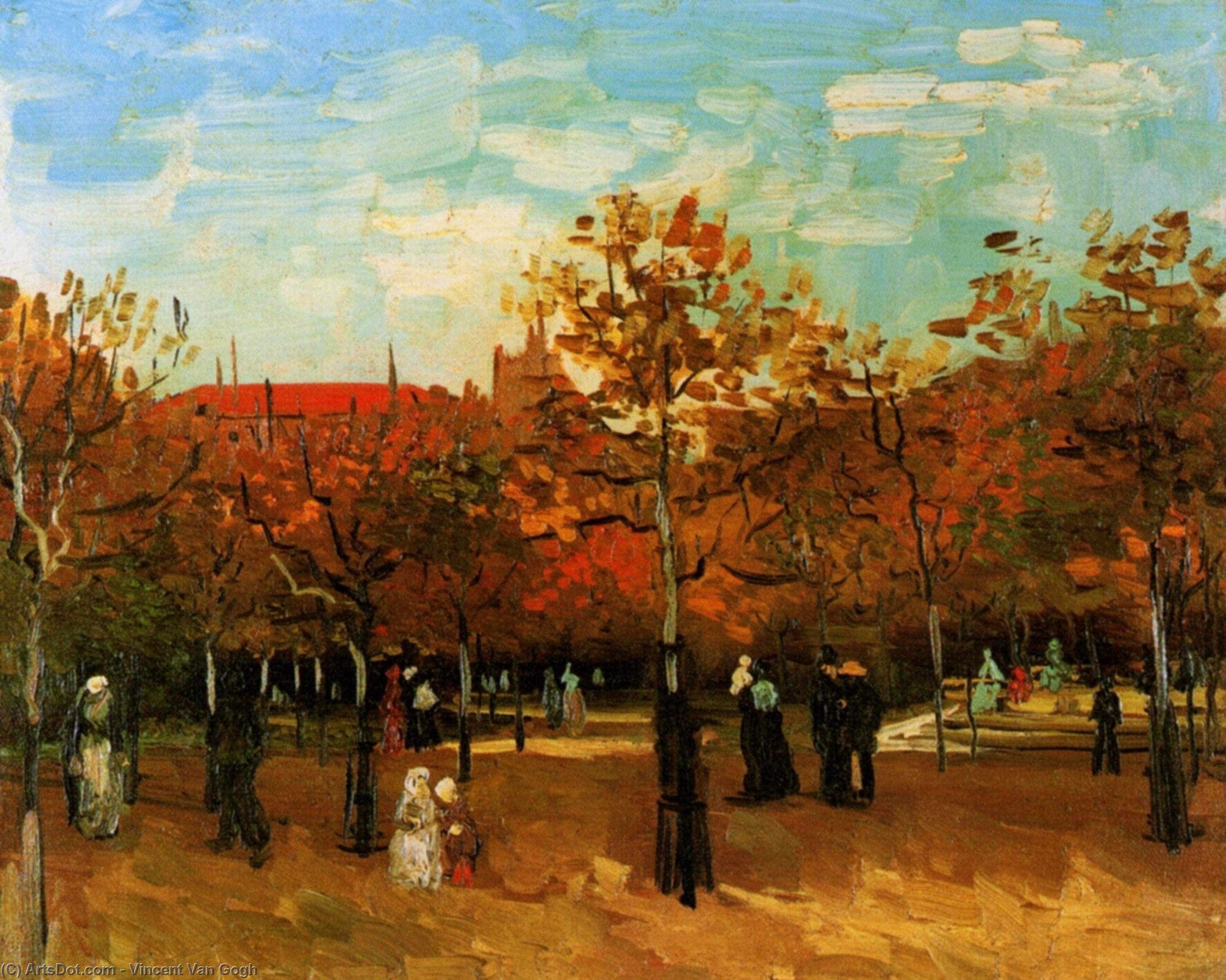 WikiOO.org - Enciklopedija dailės - Tapyba, meno kuriniai Vincent Van Gogh - Bois de Boulogne with People Walking, The