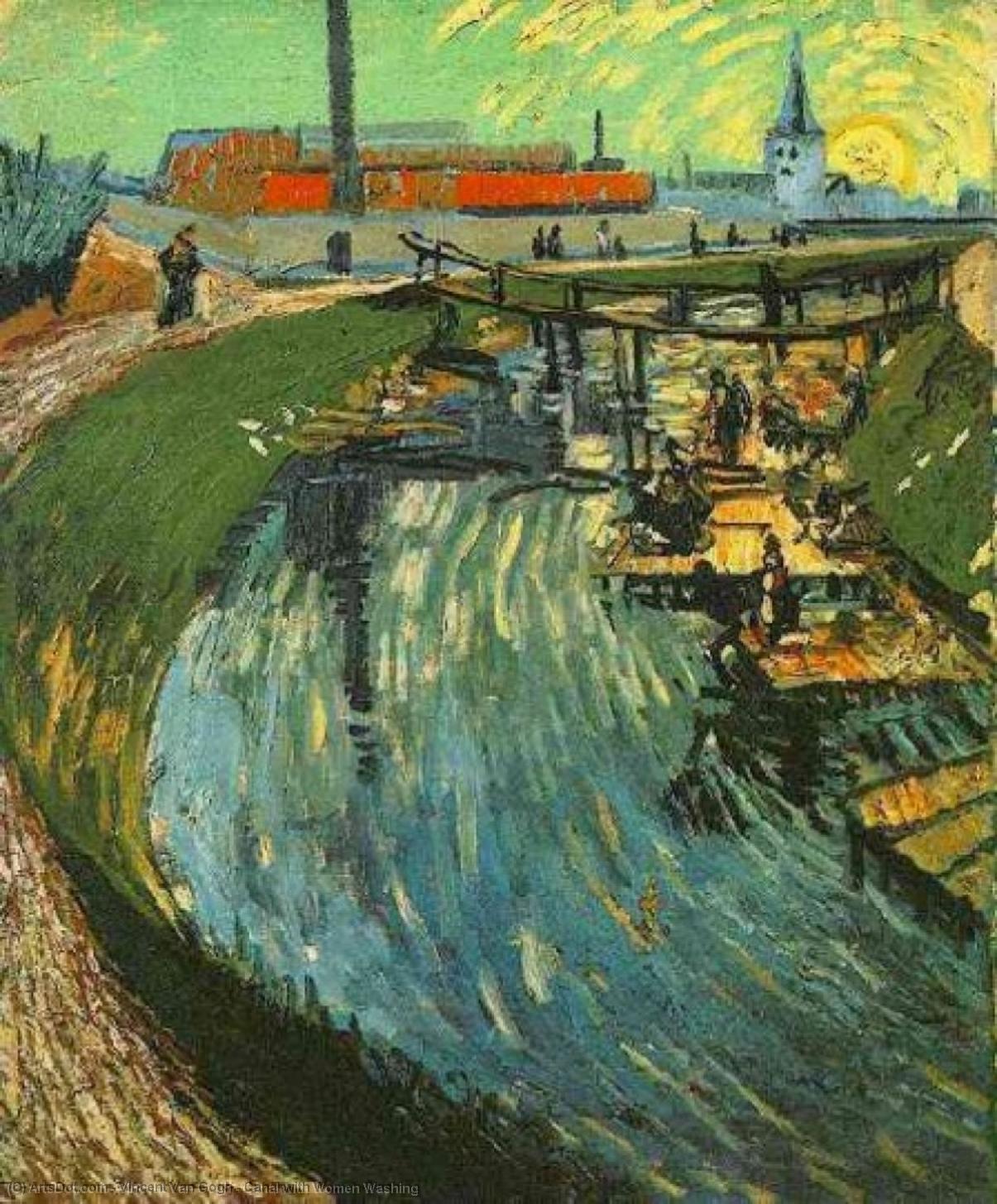 Wikioo.org - Bách khoa toàn thư về mỹ thuật - Vẽ tranh, Tác phẩm nghệ thuật Vincent Van Gogh - Canal with Women Washing