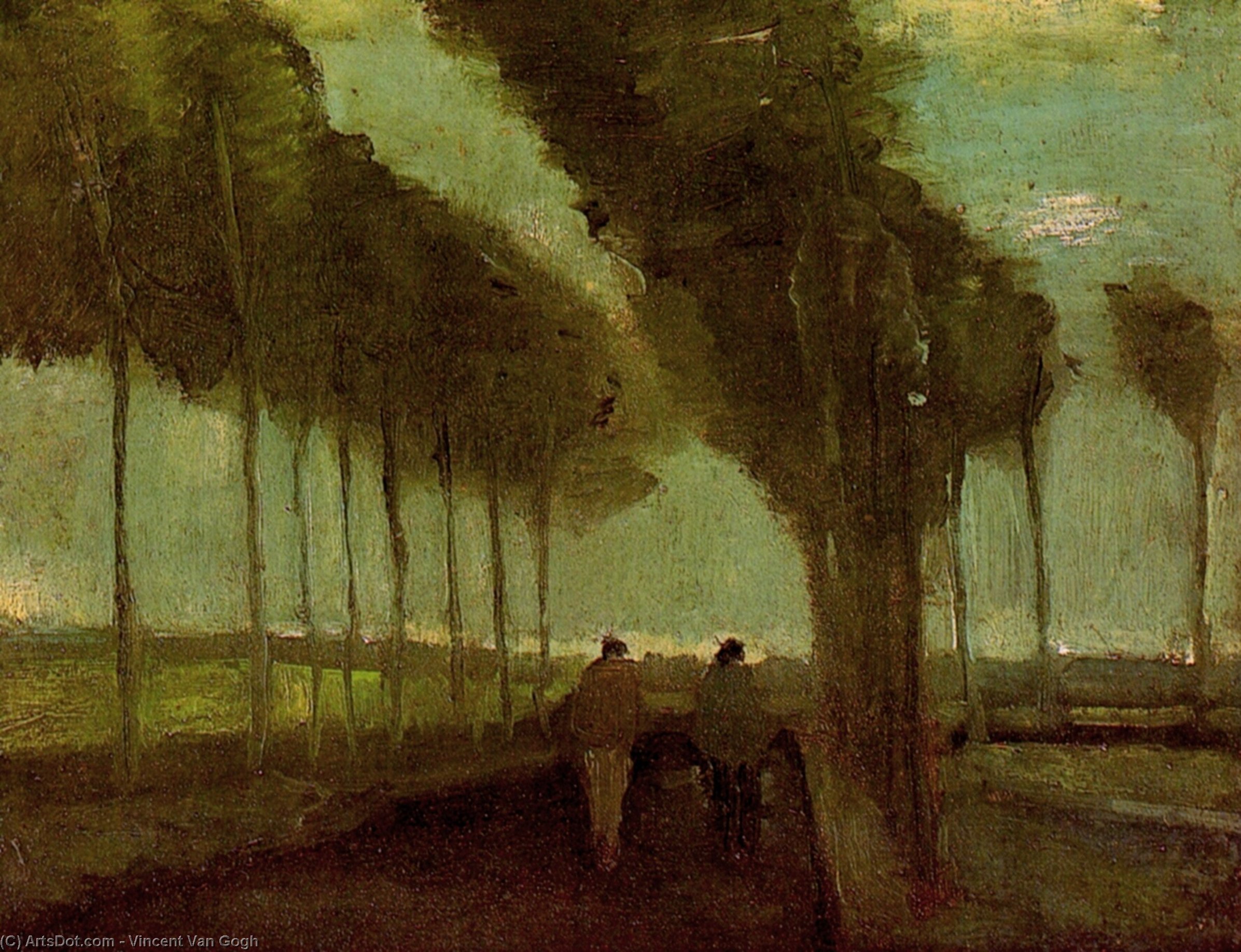 WikiOO.org - Enciclopédia das Belas Artes - Pintura, Arte por Vincent Van Gogh - Country Lane with Two Figures