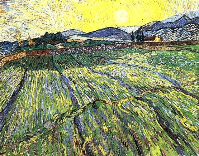 Wikioo.org – L'Enciclopedia delle Belle Arti - Pittura, Opere di Vincent Van Gogh - Racchiuso campo con Rising Sun