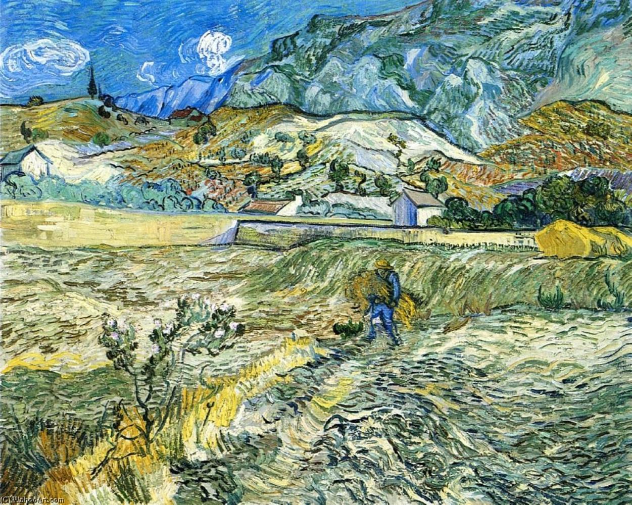 Wikioo.org – L'Encyclopédie des Beaux Arts - Peinture, Oeuvre de Vincent Van Gogh - ci-joint blé  terrain  avec  paysan