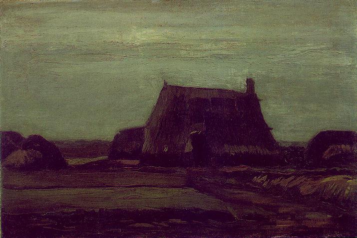 Wikioo.org - The Encyclopedia of Fine Arts - Painting, Artwork by Vincent Van Gogh - Farm with Stacks of Peat