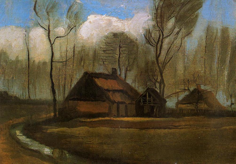 Wikioo.org - The Encyclopedia of Fine Arts - Painting, Artwork by Vincent Van Gogh - Farmhouses Among Trees