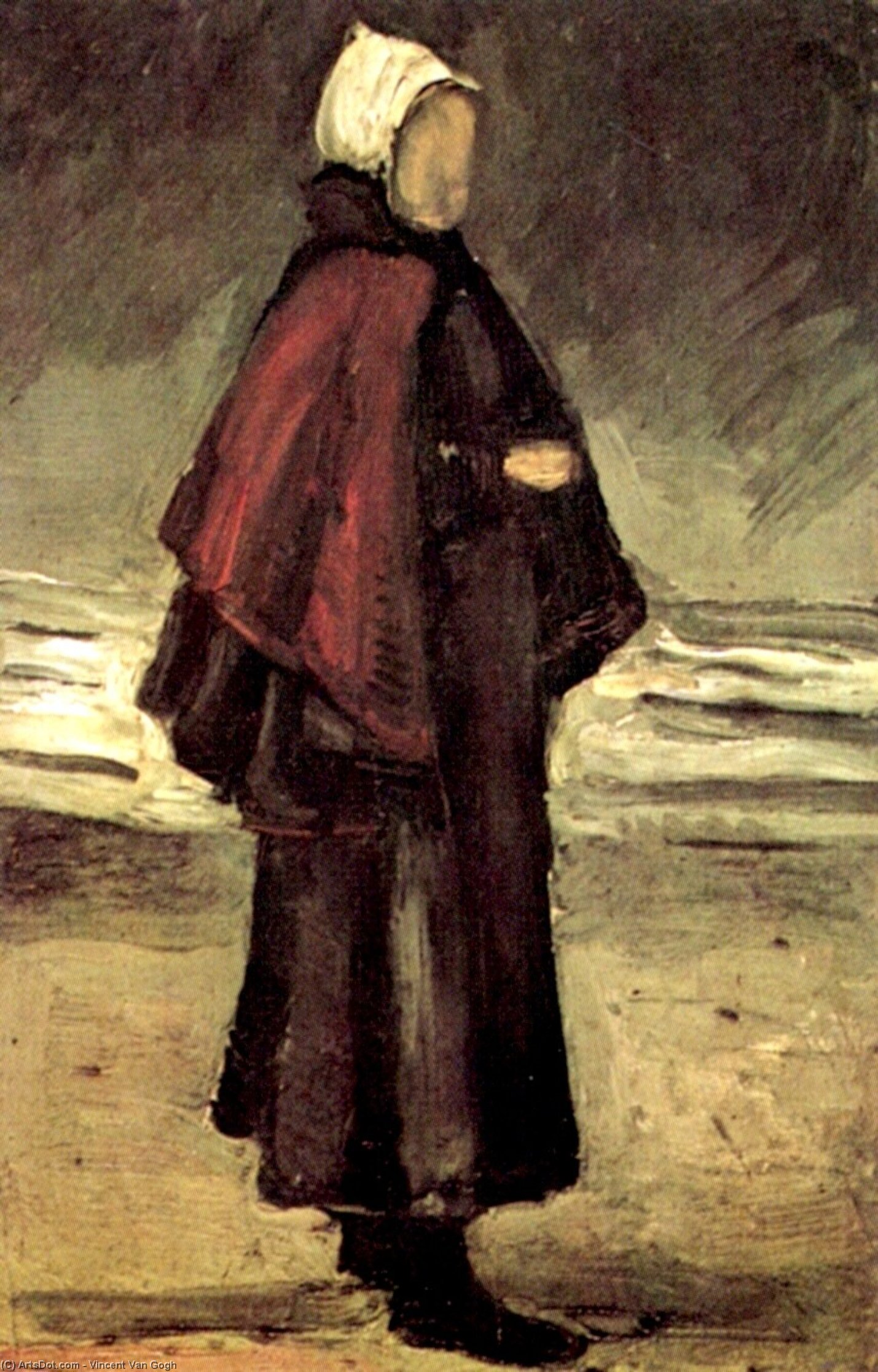 WikiOO.org – 美術百科全書 - 繪畫，作品 Vincent Van Gogh - 渔夫的妻子 对  的  海滩