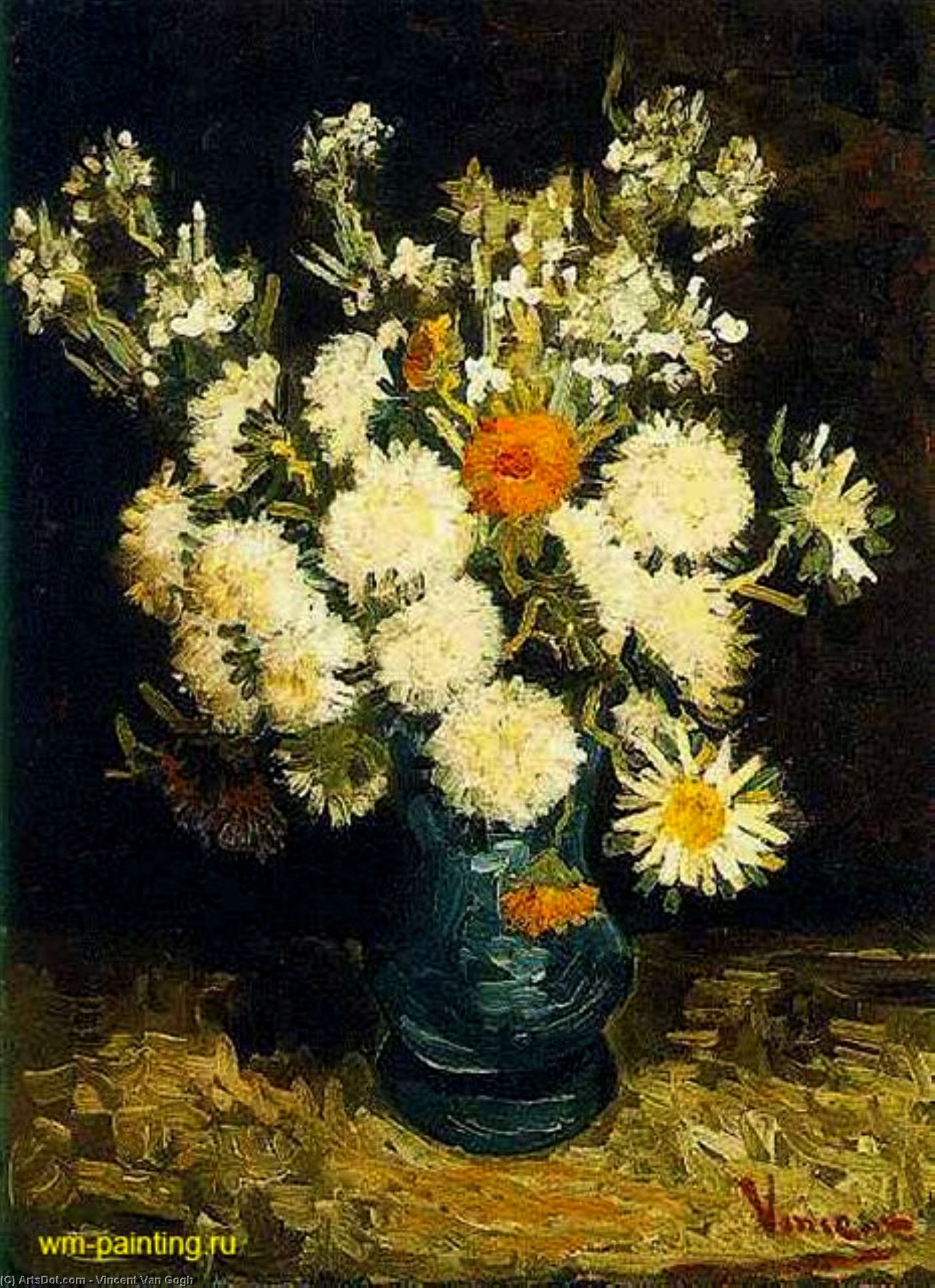 Wikioo.org – L'Enciclopedia delle Belle Arti - Pittura, Opere di Vincent Van Gogh - fiori in a blu vaso
