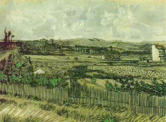 Wikoo.org - موسوعة الفنون الجميلة - اللوحة، العمل الفني Vincent Van Gogh - Harvest in Provence, at the Left Montmajour