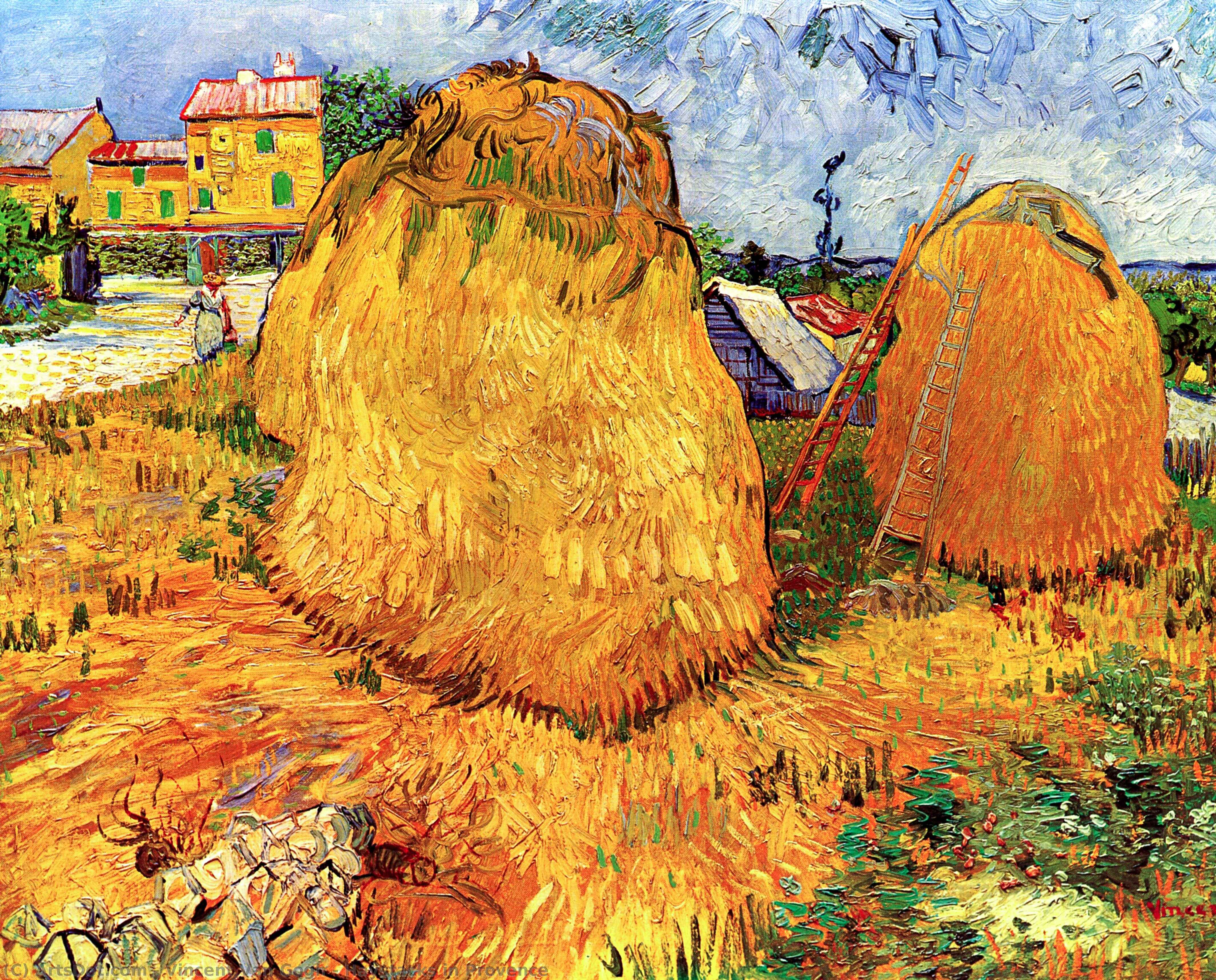 Wikioo.org - The Encyclopedia of Fine Arts - Painting, Artwork by Vincent Van Gogh - Haystacks in Provence