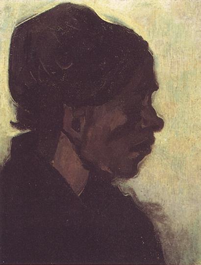 Wikioo.org - The Encyclopedia of Fine Arts - Painting, Artwork by Vincent Van Gogh - Head of a Brabant Peasant Woman with Dark Cap