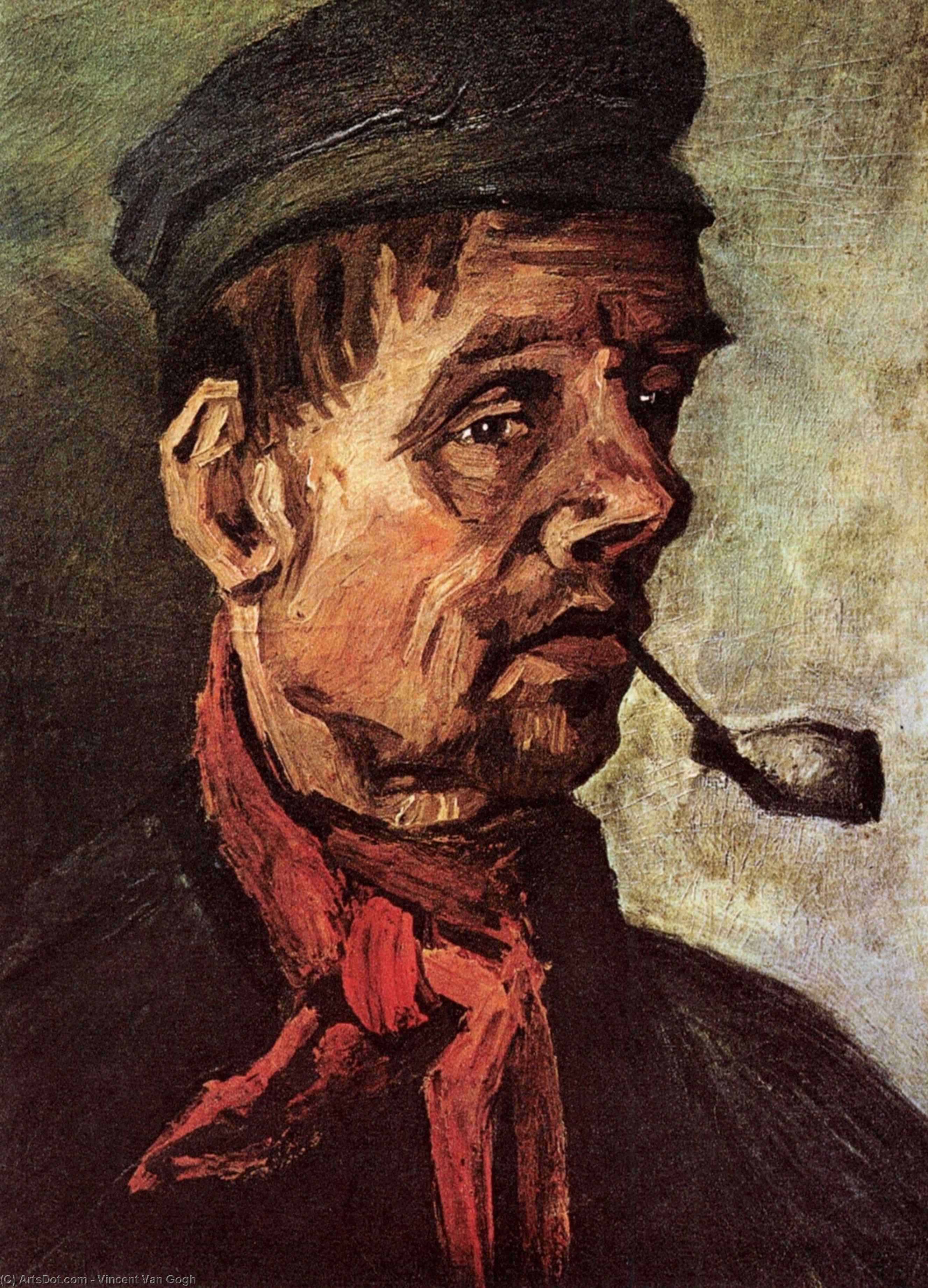 Wikioo.org – La Enciclopedia de las Bellas Artes - Pintura, Obras de arte de Vincent Van Gogh - Cabeza de un campesino con pipa