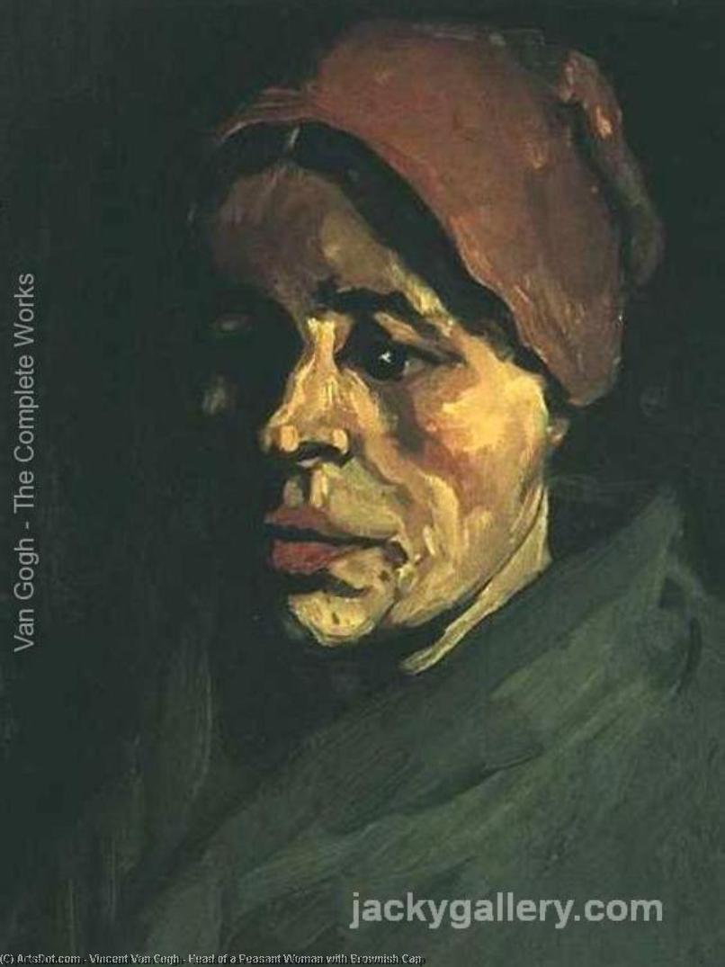 Wikioo.org - The Encyclopedia of Fine Arts - Painting, Artwork by Vincent Van Gogh - Head of a Peasant Woman with Brownish Cap