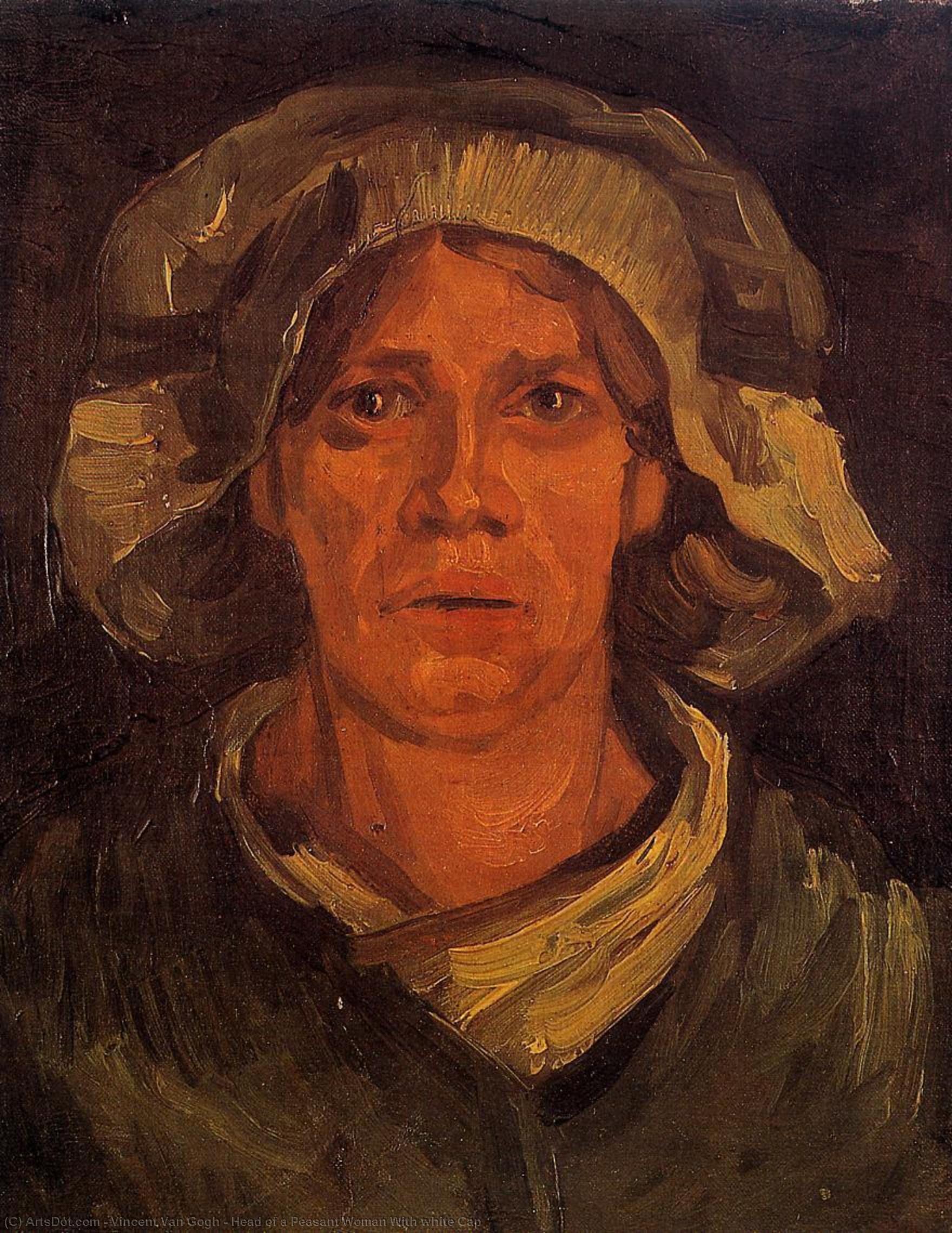 Wikioo.org - The Encyclopedia of Fine Arts - Painting, Artwork by Vincent Van Gogh - Head of a Peasant Woman With white Cap