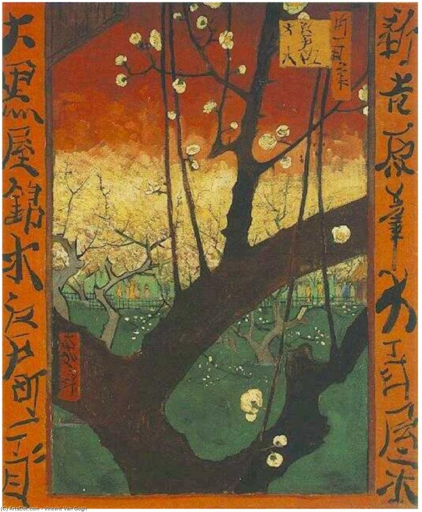 WikiOO.org - 百科事典 - 絵画、アートワーク Vincent Van Gogh - 広重後の日本的芸術スタイル開花梅