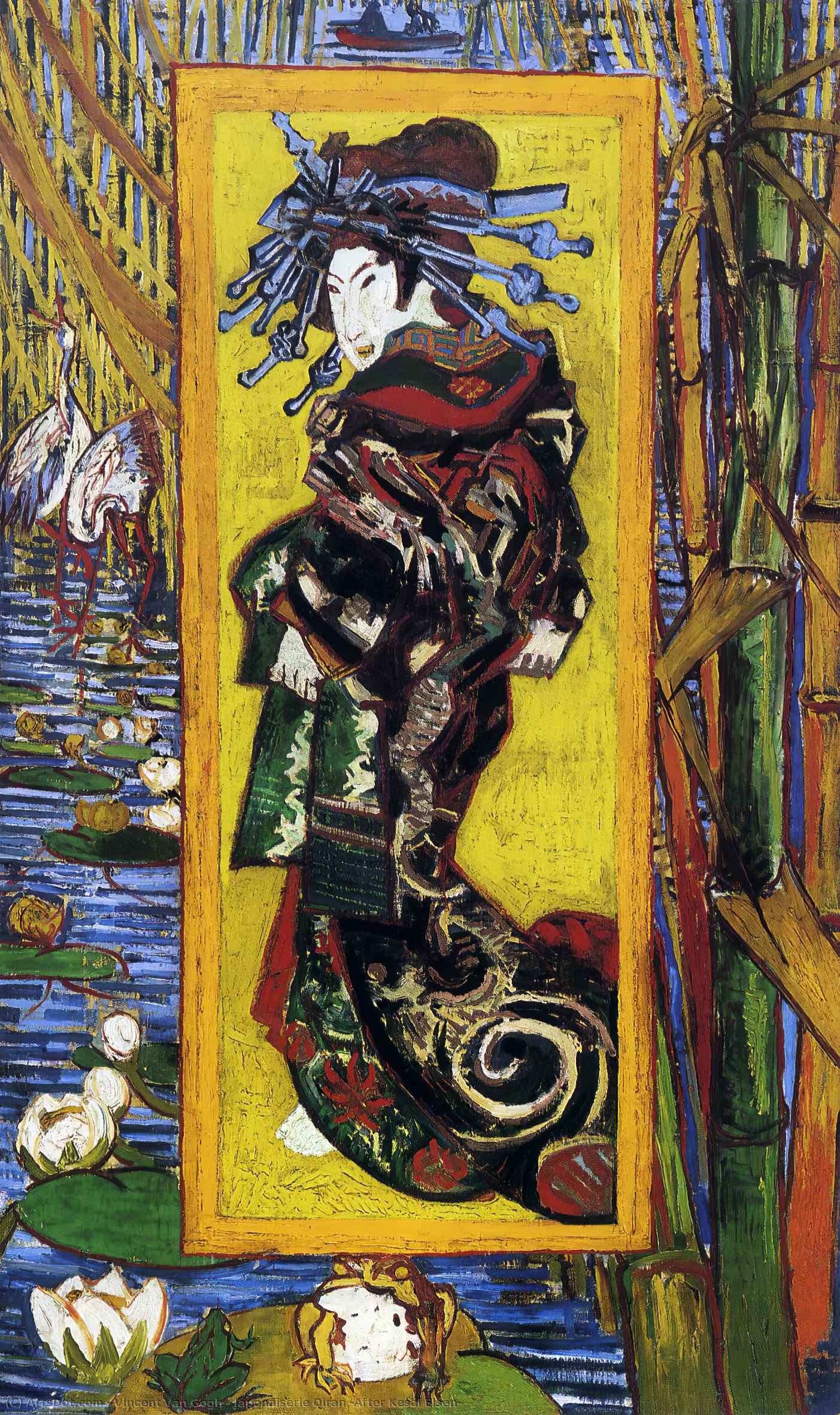 Wikoo.org - موسوعة الفنون الجميلة - اللوحة، العمل الفني Vincent Van Gogh - Japonaiserie Oiran (after Kesai Eisen)