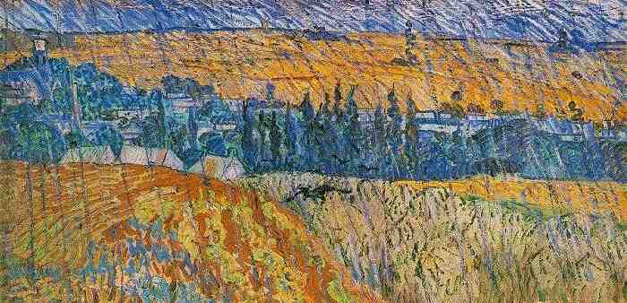 WikiOO.org - Enciclopédia das Belas Artes - Pintura, Arte por Vincent Van Gogh - Landscape at Auvers in the Rain