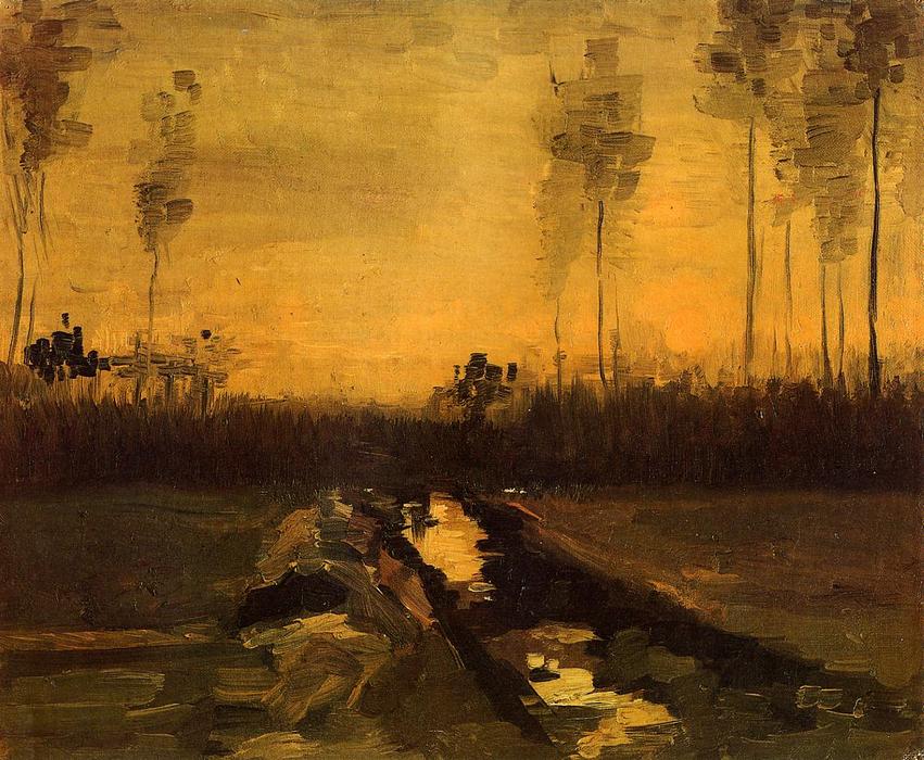 WikiOO.org - Güzel Sanatlar Ansiklopedisi - Resim, Resimler Vincent Van Gogh - Landscape at Dusk