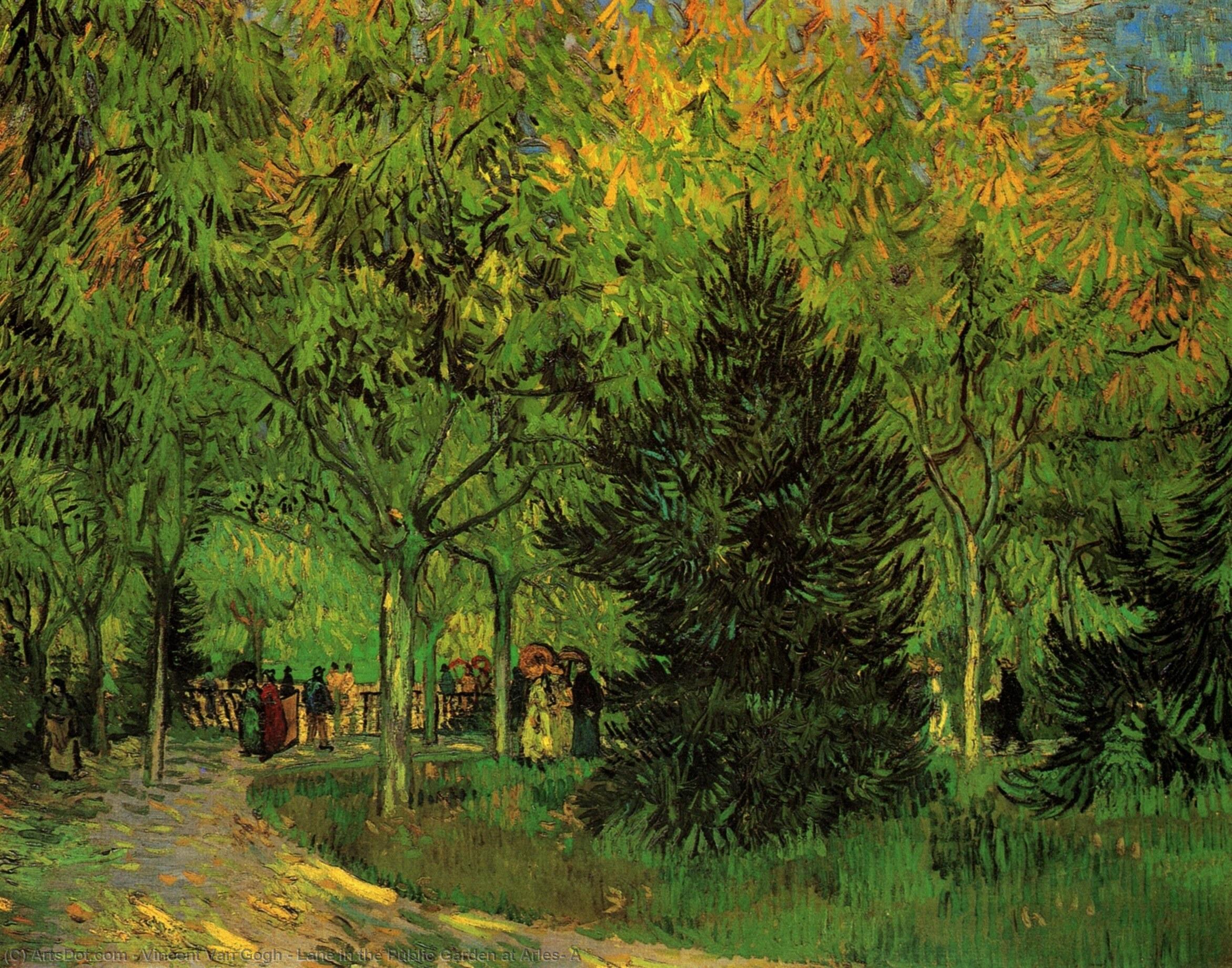 WikiOO.org - Enciklopedija dailės - Tapyba, meno kuriniai Vincent Van Gogh - Lane in the Public Garden at Arles, A