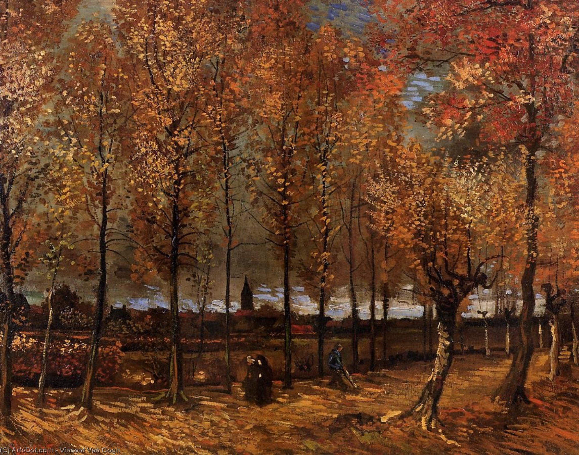 WikiOO.org – 美術百科全書 - 繪畫，作品 Vincent Van Gogh - 与杨树巷