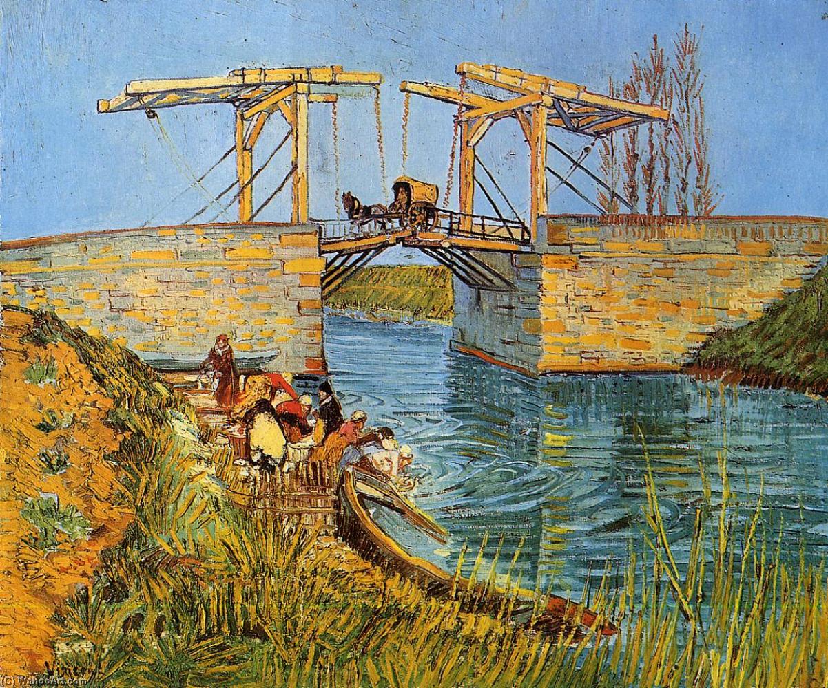 Wikioo.org - Die Enzyklopädie bildender Kunst - Malerei, Kunstwerk von Vincent Van Gogh - Langlois Brücke bei Arles mit dem Frauen-Waschen der