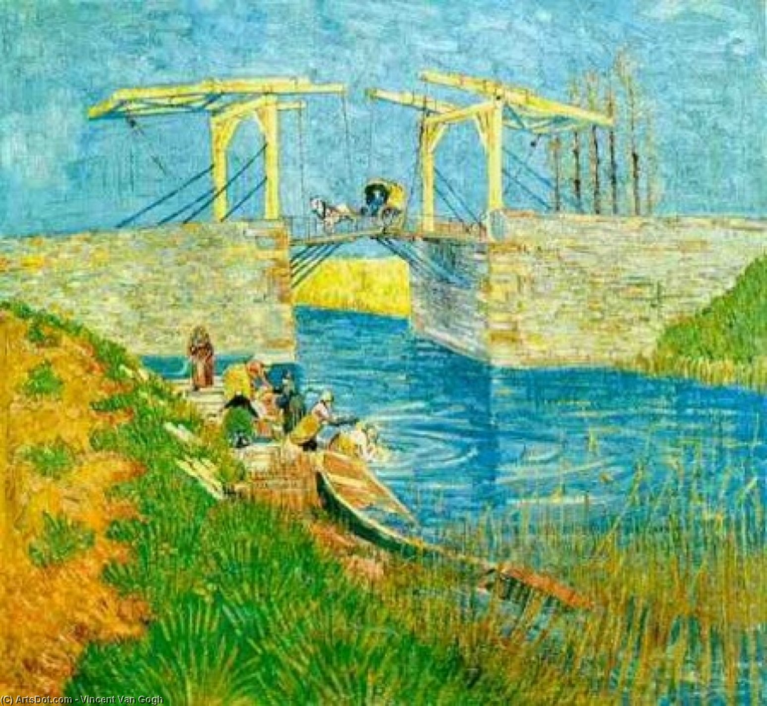 Wikioo.org - The Encyclopedia of Fine Arts - Painting, Artwork by Vincent Van Gogh - Langlois Bridge at Arles, The