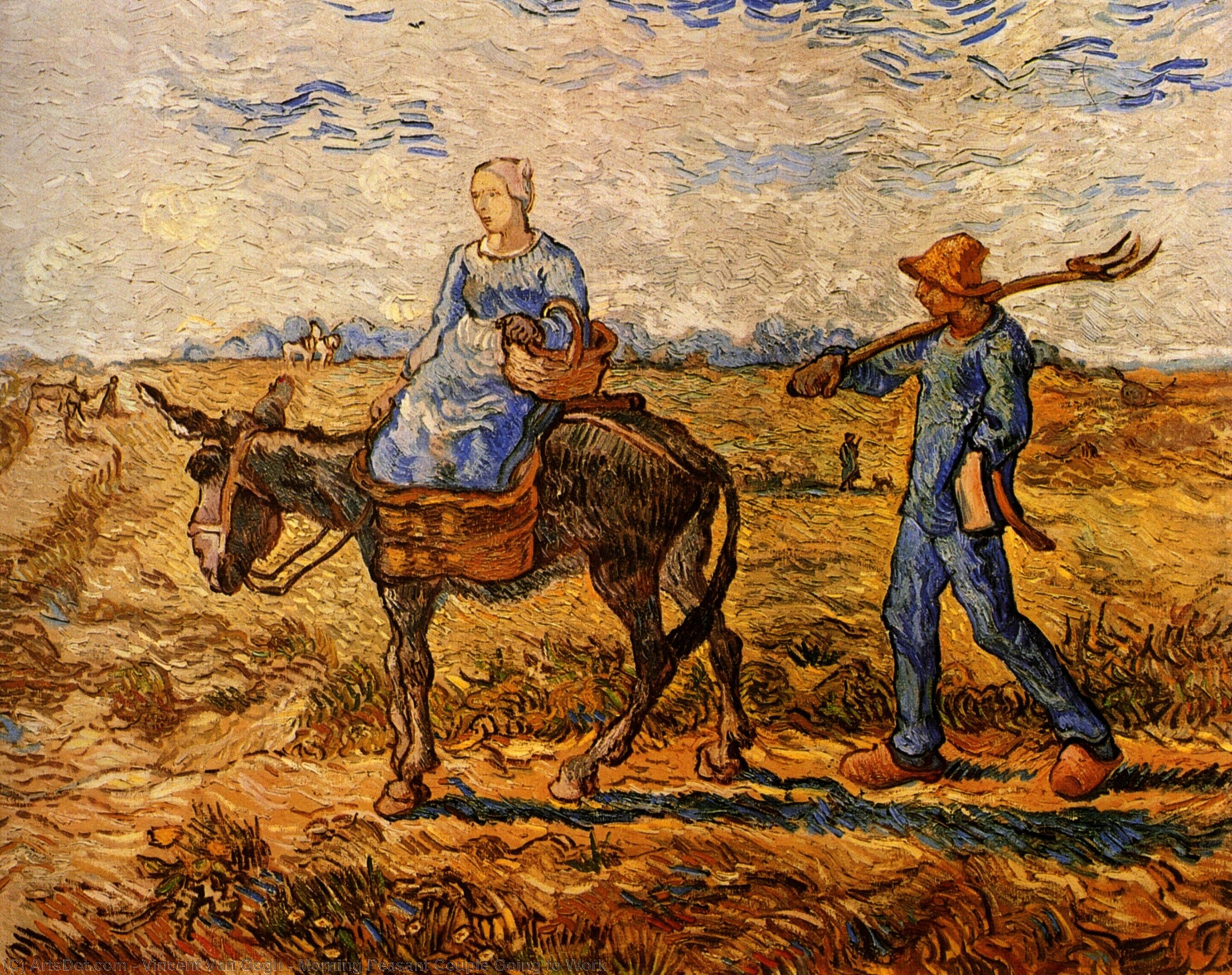 Wikioo.org - The Encyclopedia of Fine Arts - Painting, Artwork by Vincent Van Gogh - Morning Peasant Couple Going to Work